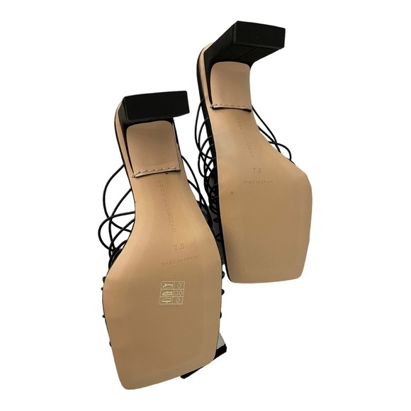 Good American Knotted Strappy Slip On Mule Block Heel Shoes NWT Size 7.5 - Picture 4 of 5